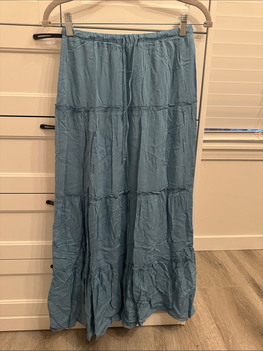 Light Blue Tiered Maxi Skirt - Women Pull&Bear